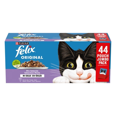 Felix Pouch Original In Gelei Mix Box Rund / Kip / Tonijn / Zalm