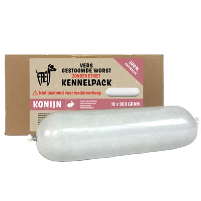Freds Gestoomd Vers Vlees Worst Kennelpack Konijn Graan En Glutenvrij